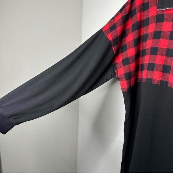 Buffalo Plaid Front zip long sleeve top X-Large - Picture 2 of 6